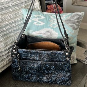 Patricia Nash Romina Tooled Leather Tote Bag Tobacco Fields Handbag Black blue